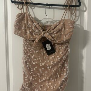 Fashion Nova Tan Floral Dress